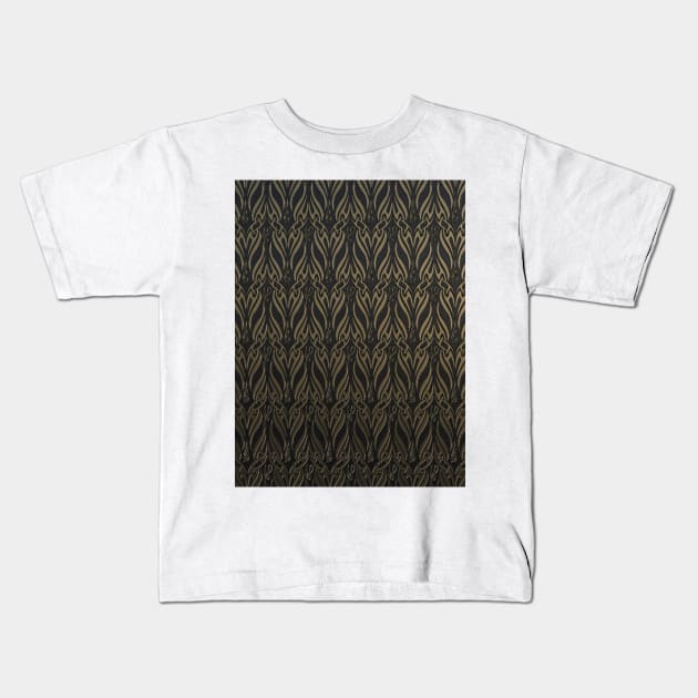 Black and Gold pattern Kids T-Shirt by Manafold